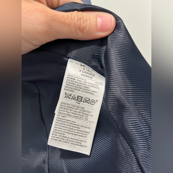 Banana Republic Blazer Inverted Collar One Button Blue NWOT 8 Tall career preppy - Picture 9 of 11